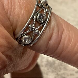 Marasala Sterling Silver Open Ring Rhinestones size 4 Vintage